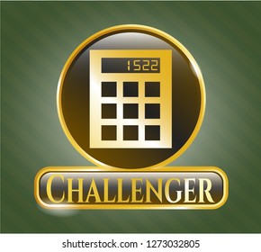  Gold shiny emblem with calculator icon and Challenger text inside