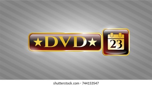  Gold shiny emblem with calendar icon and DVD text inside