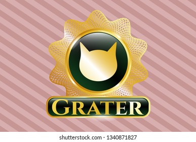  Gold shiny emblem with cat face icon and Grater text inside