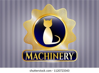  Gold shiny emblem with cat icon and Machinery text inside