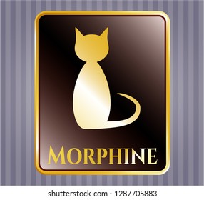  Gold shiny emblem with cat icon and Morphine text inside
