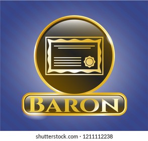  Gold shiny emblem with certificate icon and Baron text inside