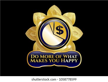  Gold shiny emblem with chart icon and Do More of What Makes you Happy text inside