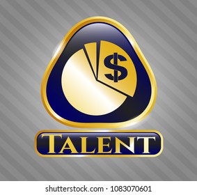   Gold shiny emblem with chart icon and Talent text inside