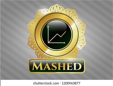  Gold shiny emblem with chart icon and Mashed text inside
