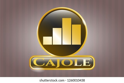  Gold shiny emblem with chart icon and Cajole text inside