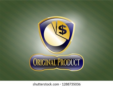  Gold shiny emblem with chart icon and Original Product text inside