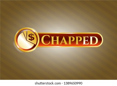  Gold shiny emblem with chart icon and Chapped text inside