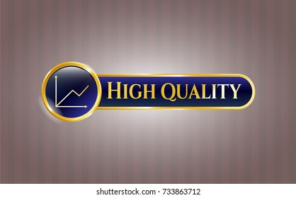  Gold shiny emblem with chart icon and High Quality text inside