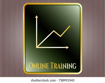  Gold shiny emblem with chart icon and Online Training text inside