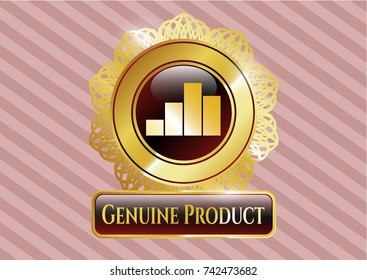  Gold shiny emblem with chart icon and Genuine Product text inside