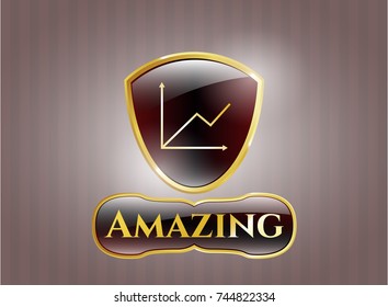  Gold shiny emblem with chart icon and Amazing text inside