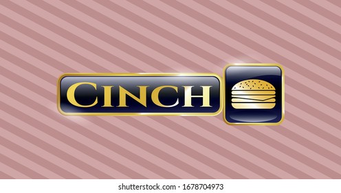  Gold shiny emblem with cheeseburger icon and Cinch text inside