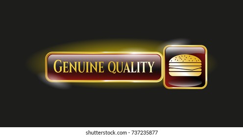  Gold shiny emblem with cheeseburger icon and Genuine Quality text inside