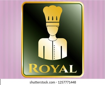  Gold shiny emblem with chef icon and Royal text inside