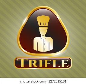  Gold shiny emblem with chef icon and Trifle text inside