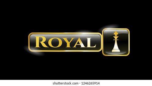  Gold shiny emblem with chess king icon and Royal text inside