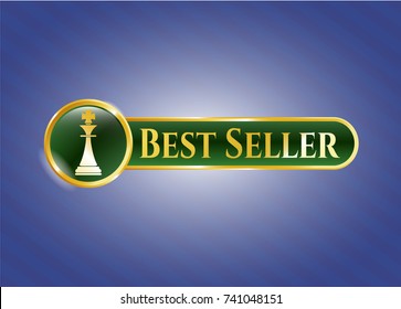  Gold shiny emblem with chess king icon and Best Seller text inside