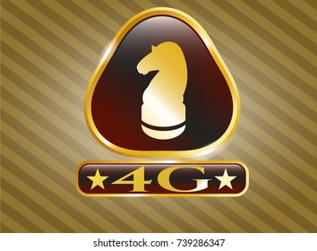  Gold shiny emblem with chess knight icon and 4G text inside