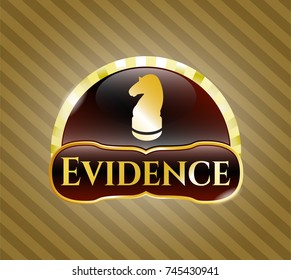  Gold shiny emblem with chess knight icon and Evidence text inside