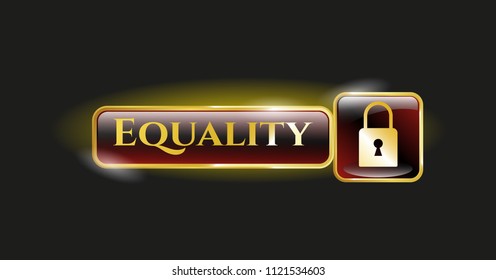 Gold shiny emblem with closed lock icon and Equality text inside