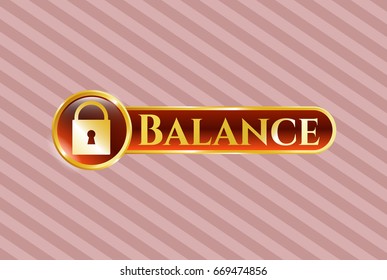  Gold shiny emblem with Closed Lock icon and Balance text inside