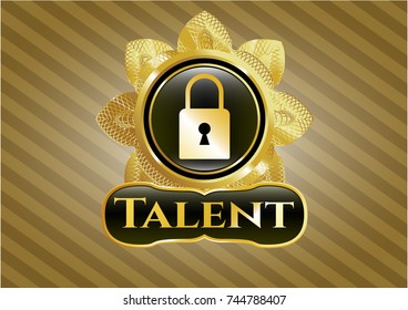  Gold shiny emblem with closed lock icon and Talent text inside