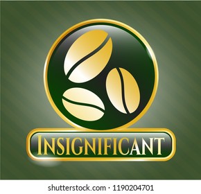  Gold shiny emblem with coffee bean icon and Insignificant text inside