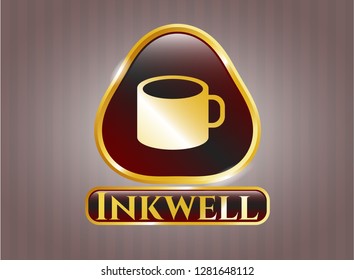  Gold shiny emblem with coffee cup icon and Inkwell text inside
