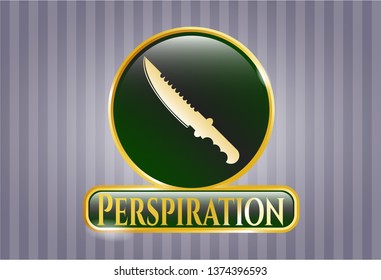  Gold shiny emblem with combat knife icon and Perspiration text inside