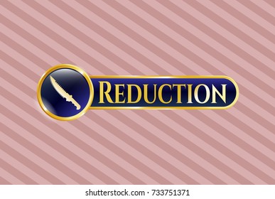  Gold shiny emblem with combat knife icon and Reduction text inside