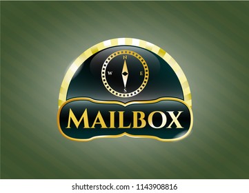  Gold shiny emblem with compass icon and Mailbox text inside
