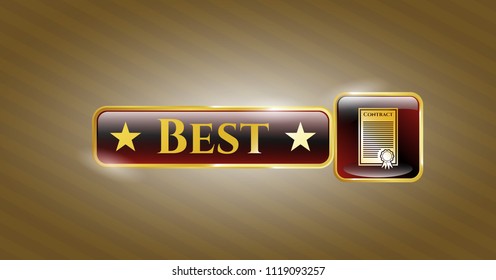  Gold shiny emblem with contract icon and Best text inside