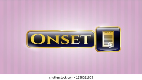  Gold shiny emblem with contract icon and Onset text inside
