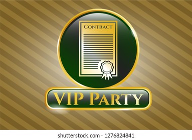  Gold shiny emblem with contract icon and VIP Party text inside