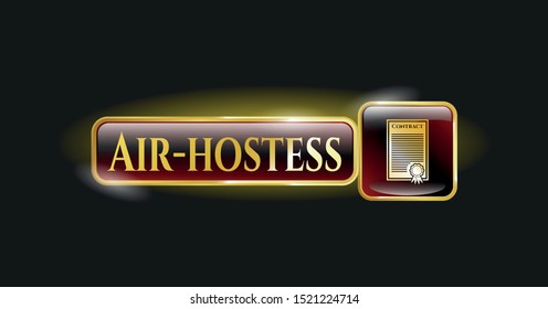  Gold shiny emblem with contract icon and Air-hostess text inside