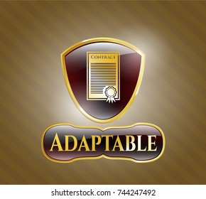  Gold shiny emblem with contract icon and Adaptable text inside