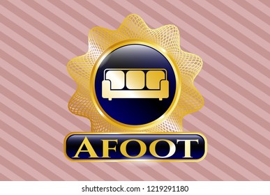  Gold shiny emblem with couch icon and Afoot text inside