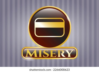 Gold shiny emblem with credit card icon and Misery text inside