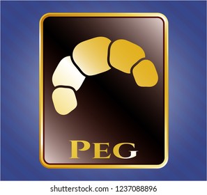  Gold shiny emblem with croissant icon and Peg text inside