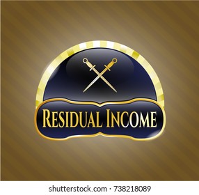  Gold shiny emblem with crossed swords icon and Residual Income text inside