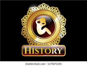  Gold shiny emblem with crunch icon and History text inside