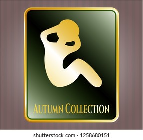  Gold shiny emblem with crunch icon and Autumn Collection text inside