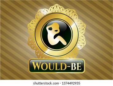  Gold shiny emblem with crunch icon and Would-be text inside