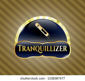  Gold shiny emblem with cutter icon and Tranquillizer text inside