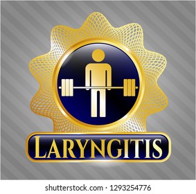  Gold shiny emblem with deadlift icon and Laryngitis text inside