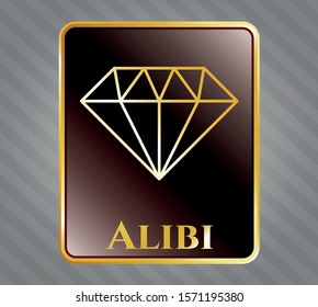  Gold shiny emblem with diamond icon and Alibi text inside