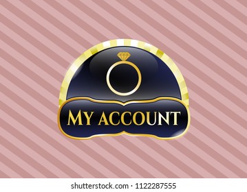  Gold shiny emblem with diamond ring icon and My account text inside