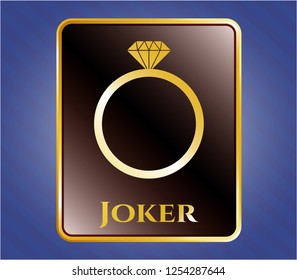  Gold shiny emblem with diamond ring icon and Joker text inside