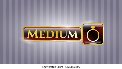  Gold shiny emblem with diamond ring icon and Medium text inside